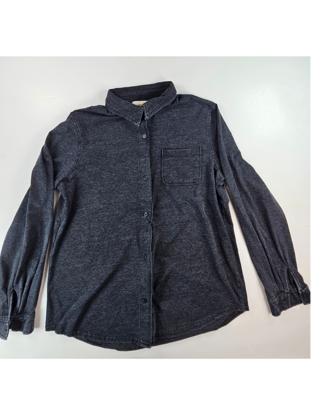 C&C California Women Large Mineral Wash Knit Button Down Shirt Gray Cotton Blend